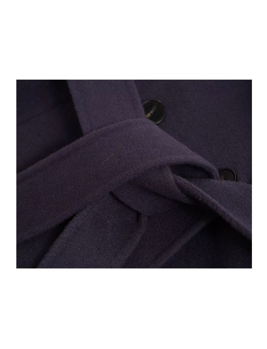 Long pure wool coat with a suit collar