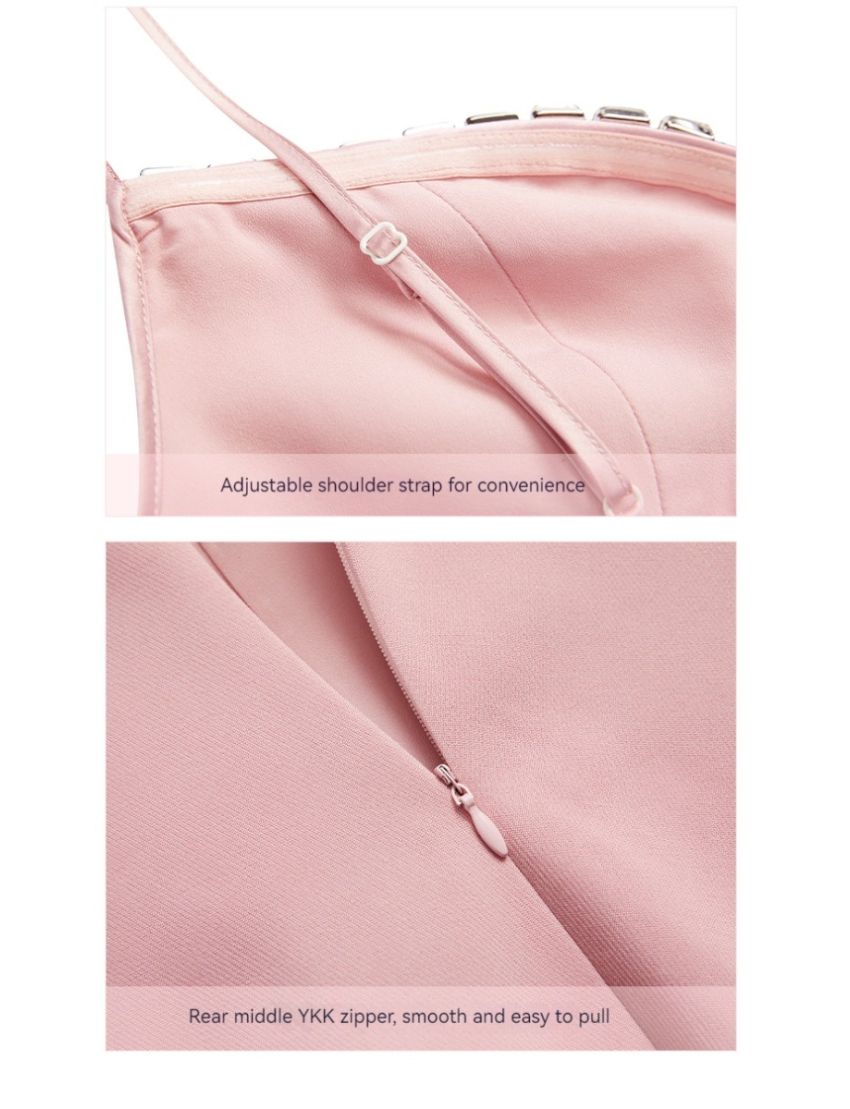 Straps Pearl Diamond Chain Backless Sexy Skirt