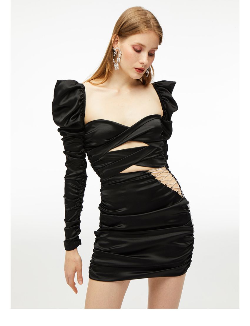 Hollow Silk Sexy Backless Dress